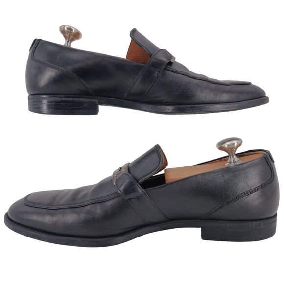 Bally Switzerland Men\'s size 7D Black Leather Logo Plate Bit Loafers Dress Shoes main image 8